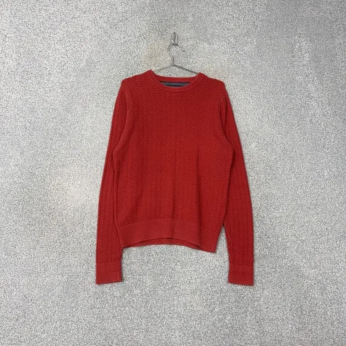 타미힐피거 코튼 라운드넥 레드 니트 S 상품이미지1