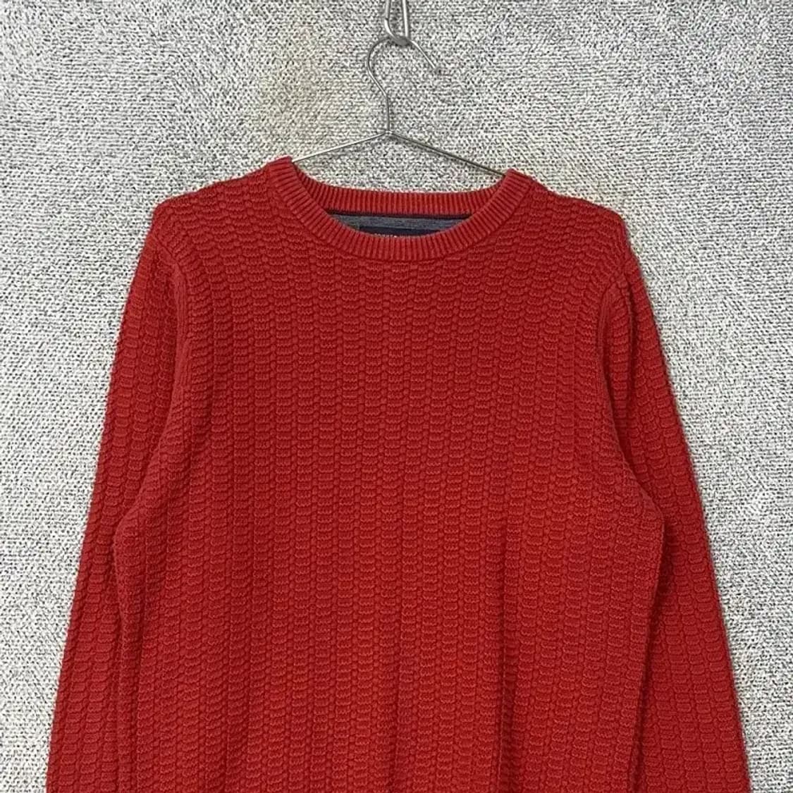 타미힐피거 코튼 라운드넥 레드 니트 S 상품이미지3