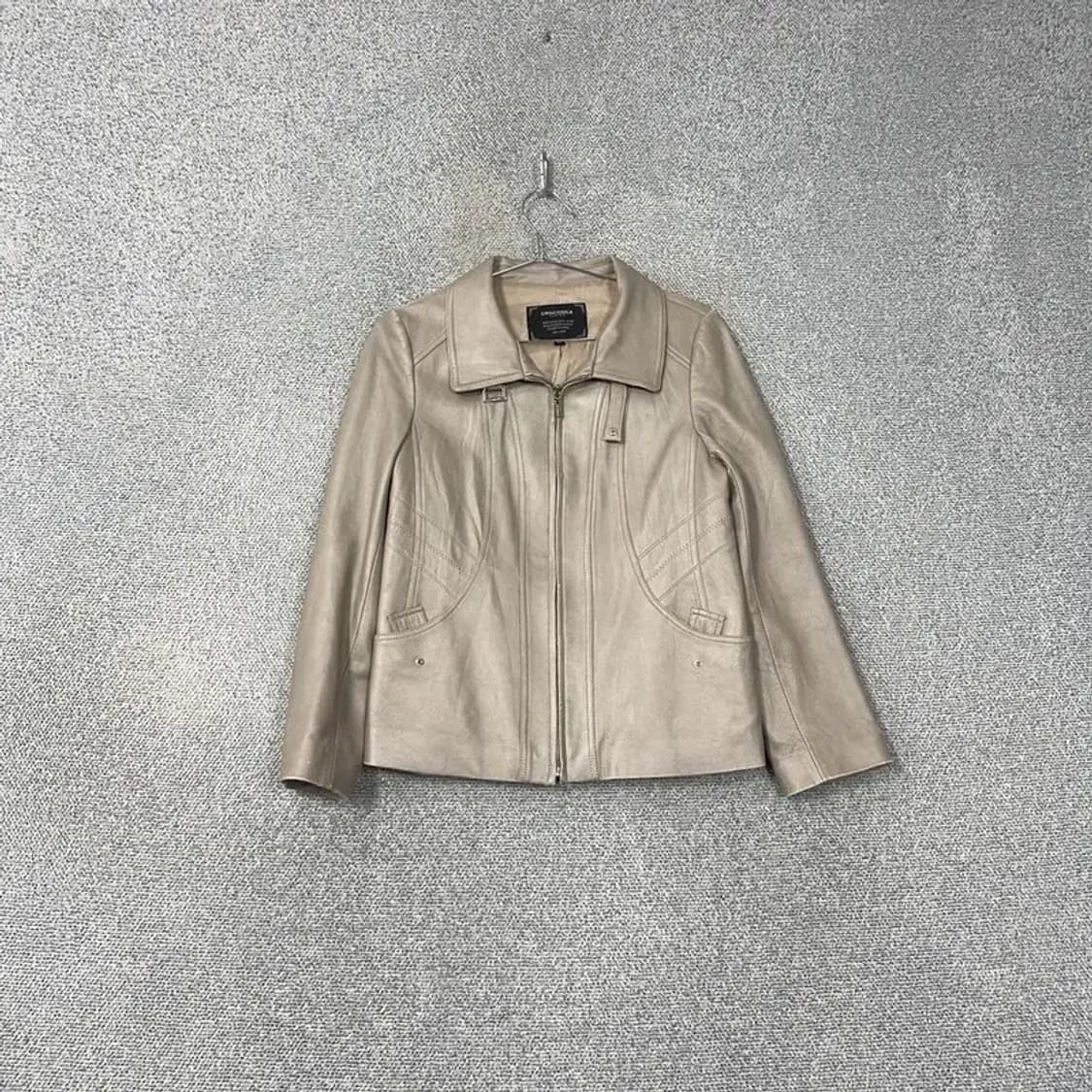 크로커다일 여성 양가죽 실버 가죽 자켓 90 상품이미지1