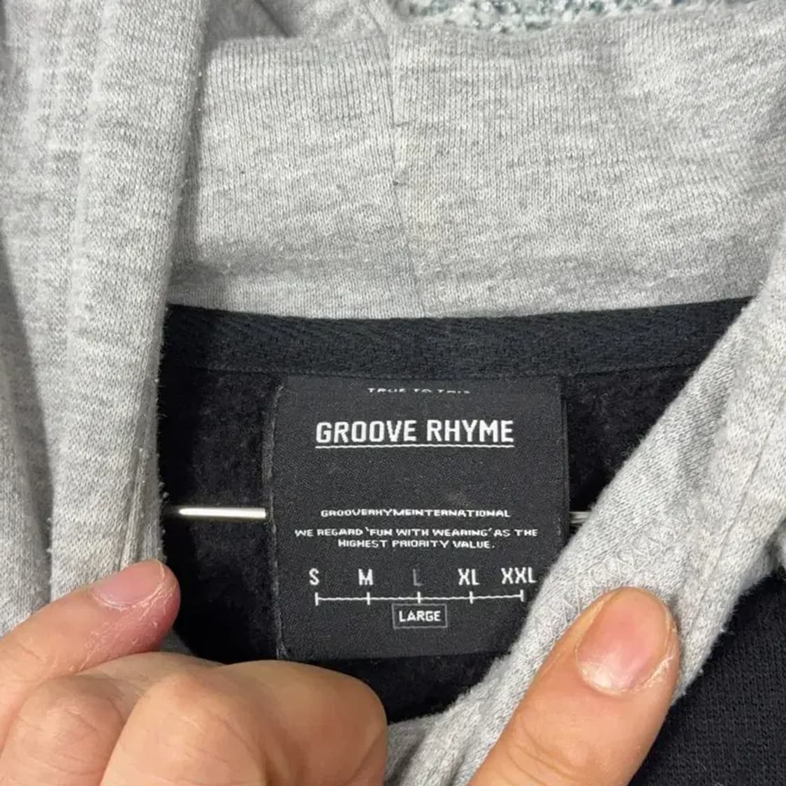그루브라임 로고 블랙 후드티 L 상품이미지5