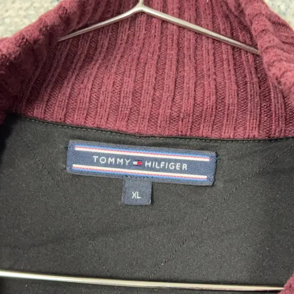 타미힐피거 로고 버건디 집업 니트 XL 상품이미지5