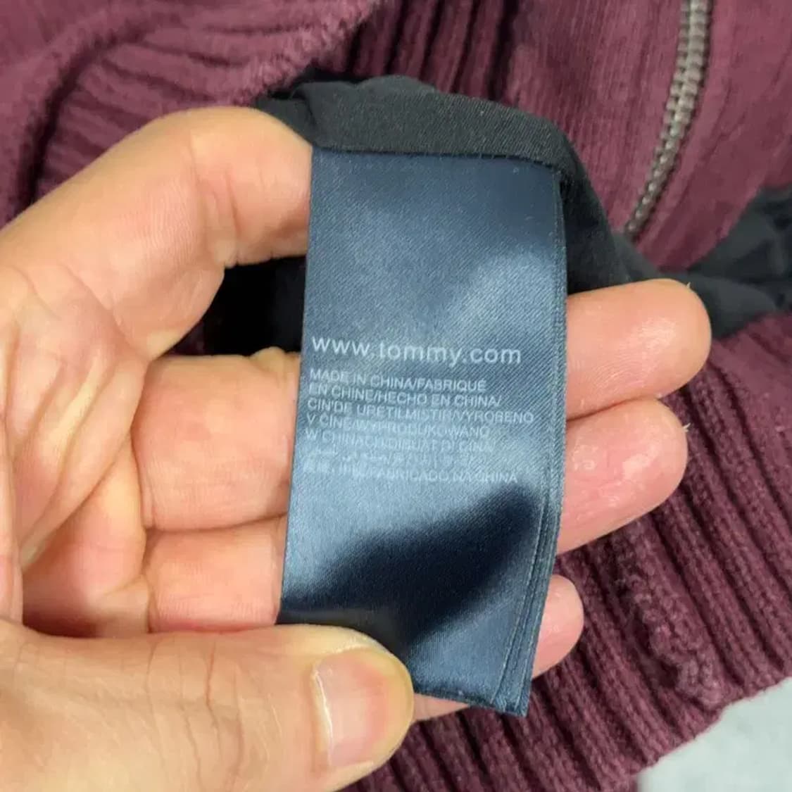 타미힐피거 로고 버건디 집업 니트 XL 상품이미지6