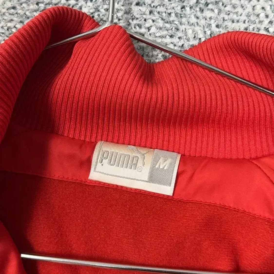 푸마 빈티지 로고 레드 트랙탑 집업 저지 M 상품이미지3
