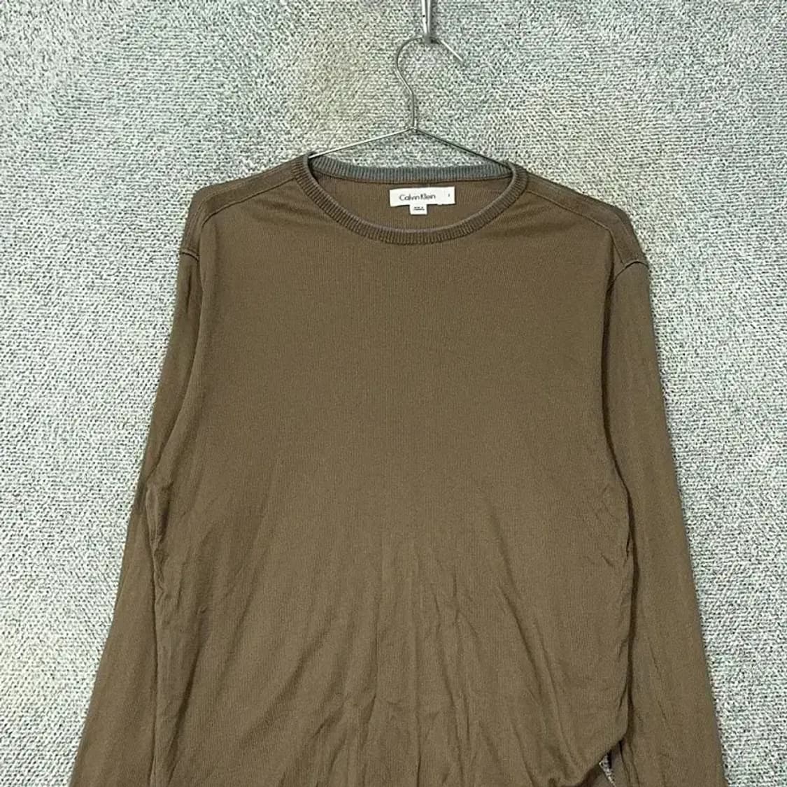 캘빈클라인 브라운 코튼 슬리브 긴팔티 S 상품이미지3