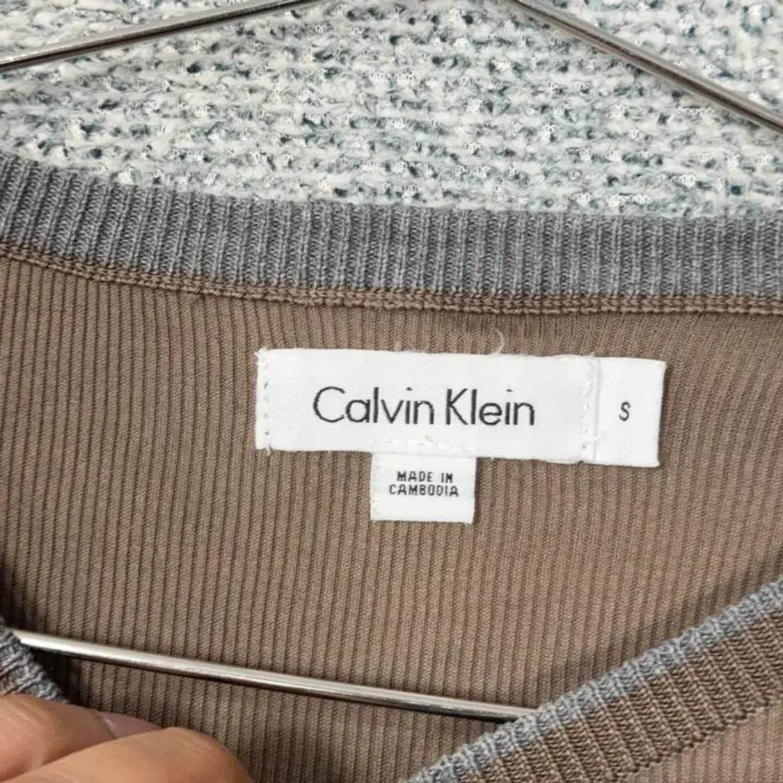 캘빈클라인 브라운 코튼 슬리브 긴팔티 S 상품이미지5