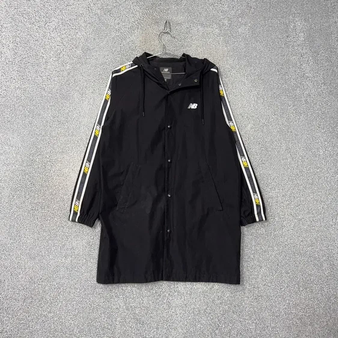 뉴발란스 로고 블랙 사이드라인 버튼 롱 점퍼 자켓 S 상품이미지1
