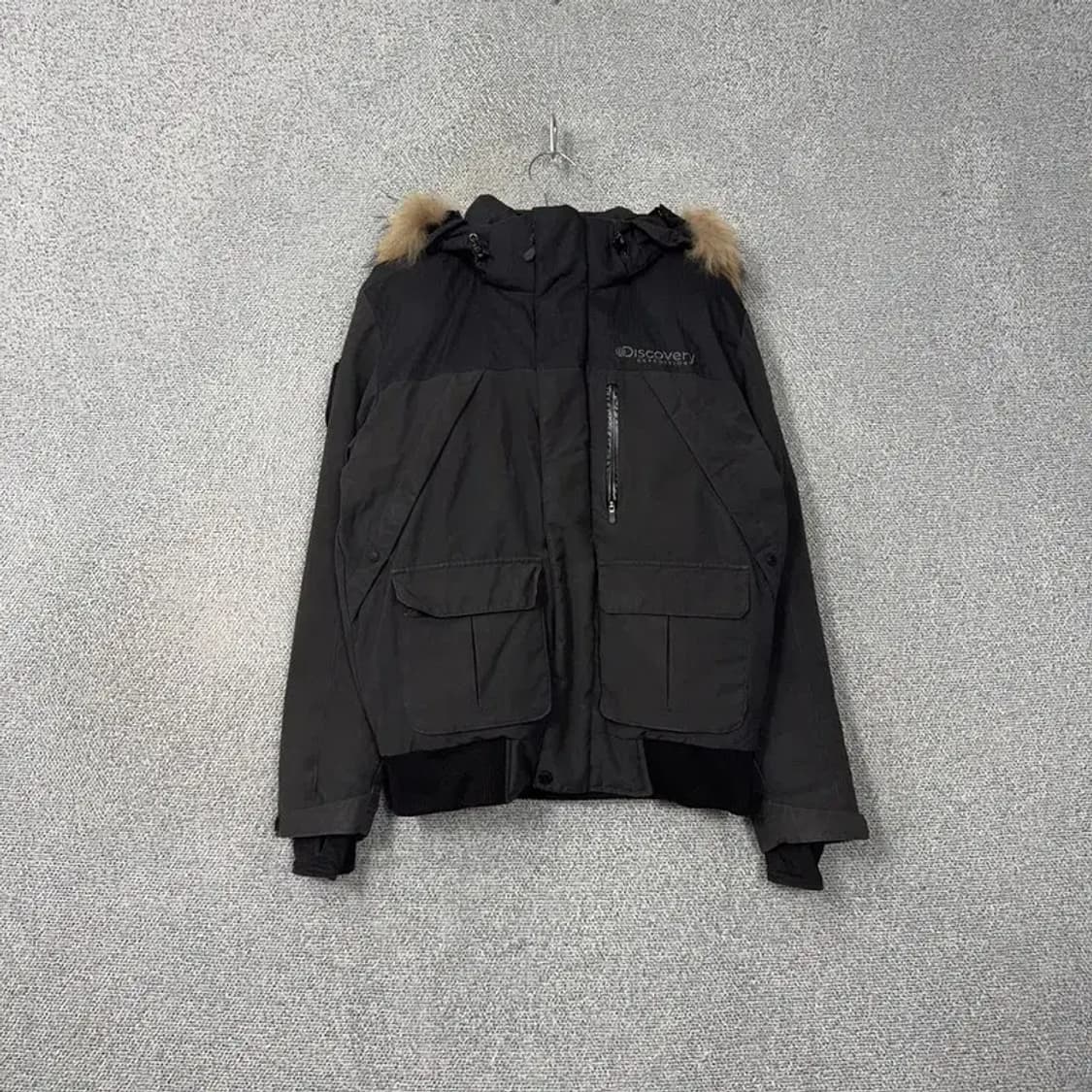 디스커버리 블랙 그레이 로고 구스다운 패딩 점퍼 95 상품이미지1