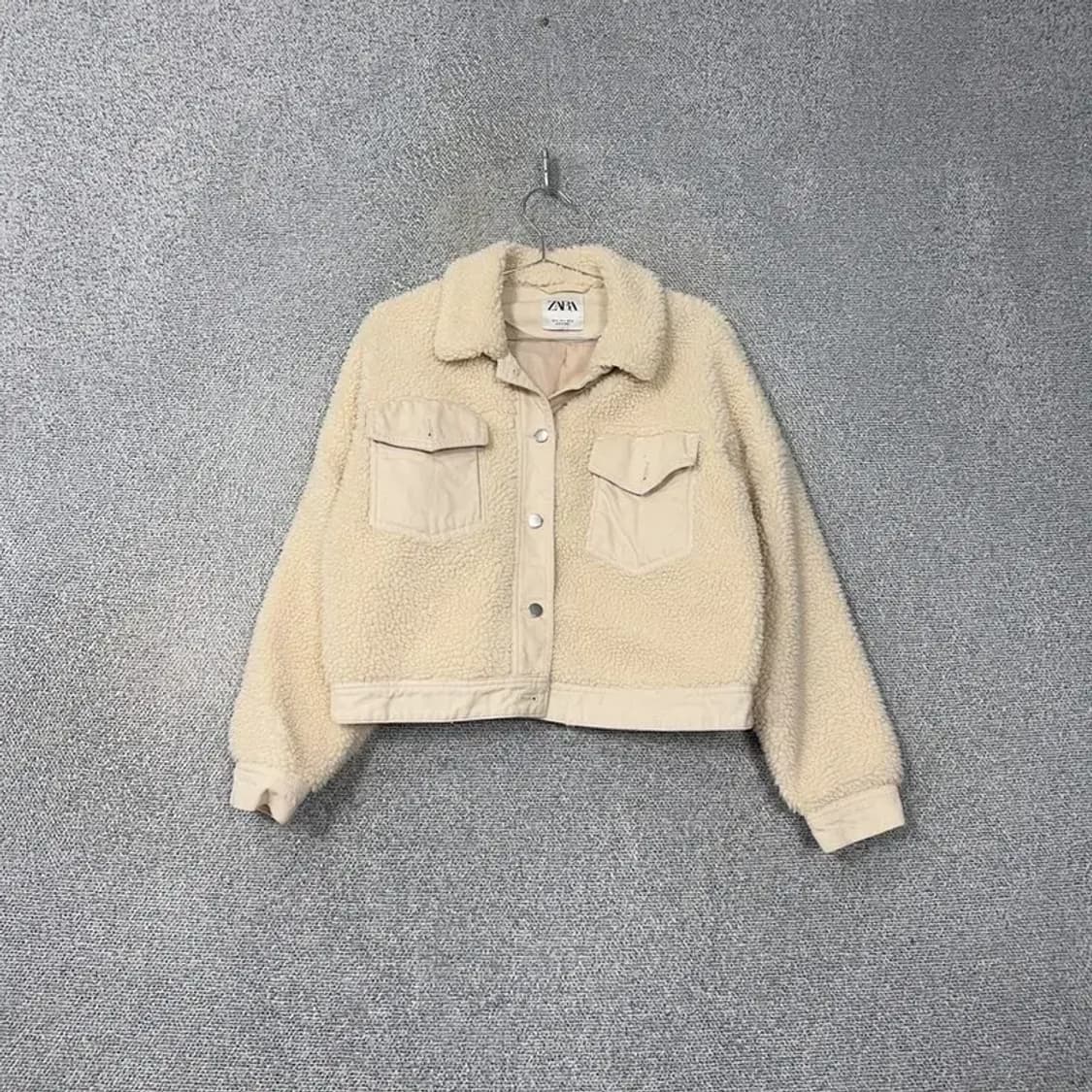 자라 베이지 양털 크림 뽀글이 후리스 자켓 M 상품이미지1