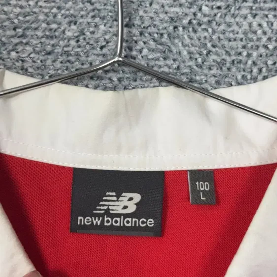 뉴발란스 레드 로고 반집업 카라 맨투맨 100 상품이미지4