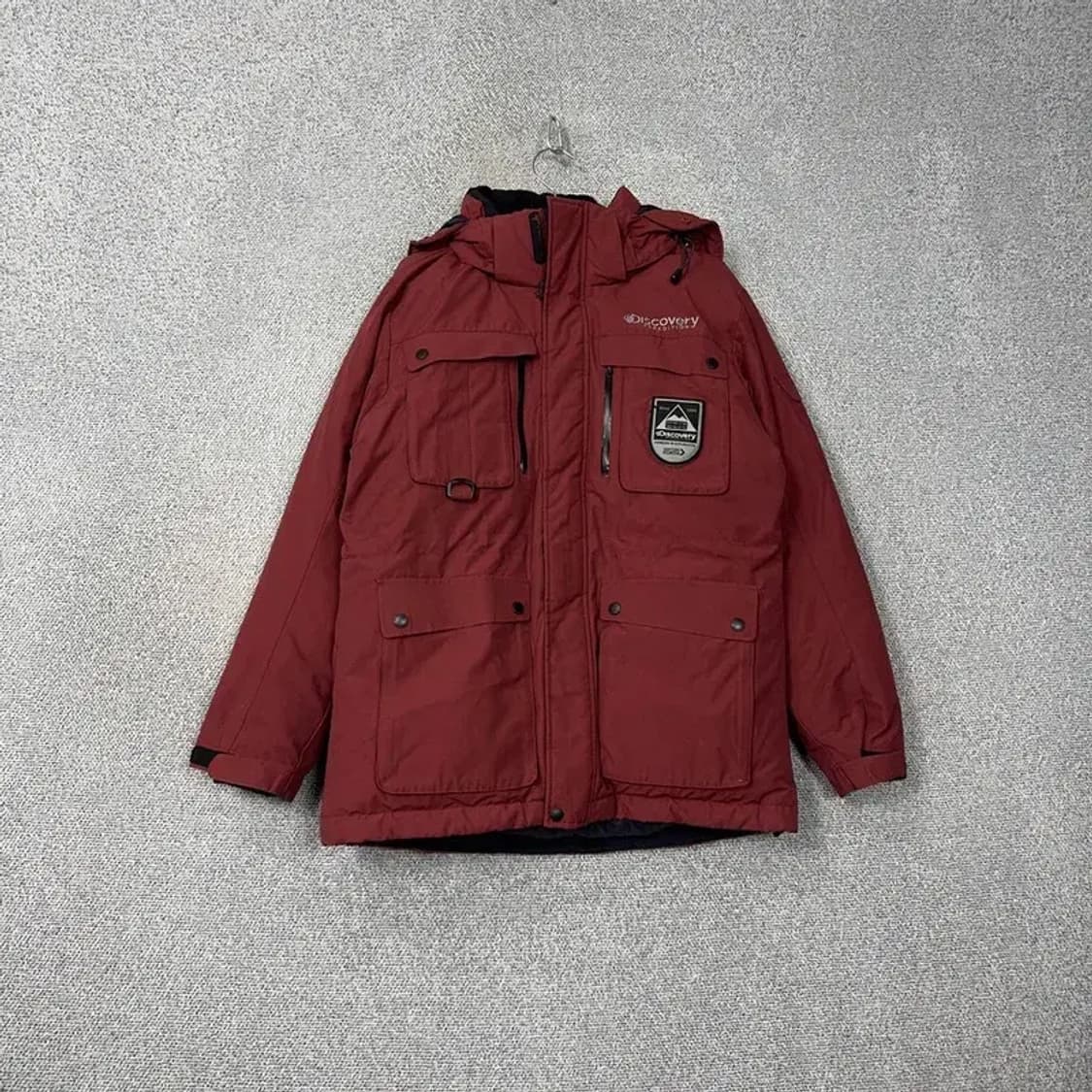 디스커버리 로고 버건디 구스다운 거위털 패딩 점퍼 100 상품이미지1