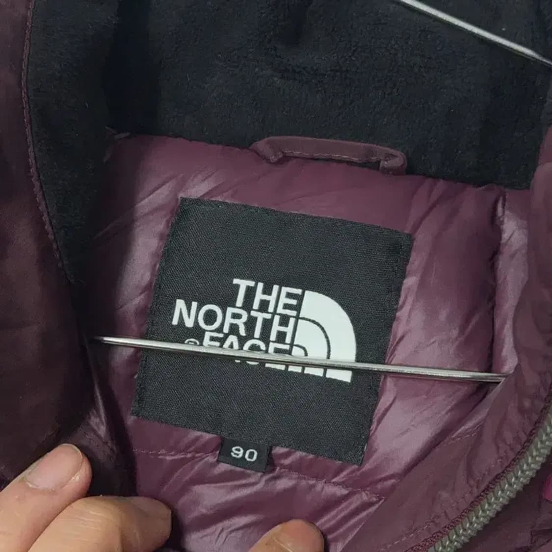 노스페이스 로고 버건디 덕다운 오리털 패딩 M 상품이미지3