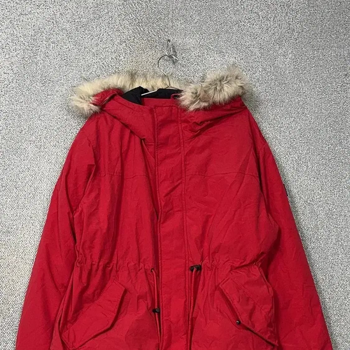 자라 레드 여성 캐주얼 퍼 롱패딩 L 상품이미지3