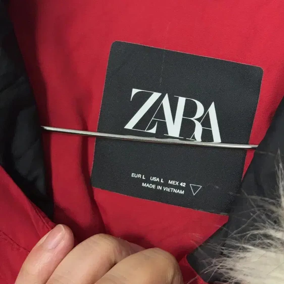 자라 레드 여성 캐주얼 퍼 롱패딩 L 상품이미지7