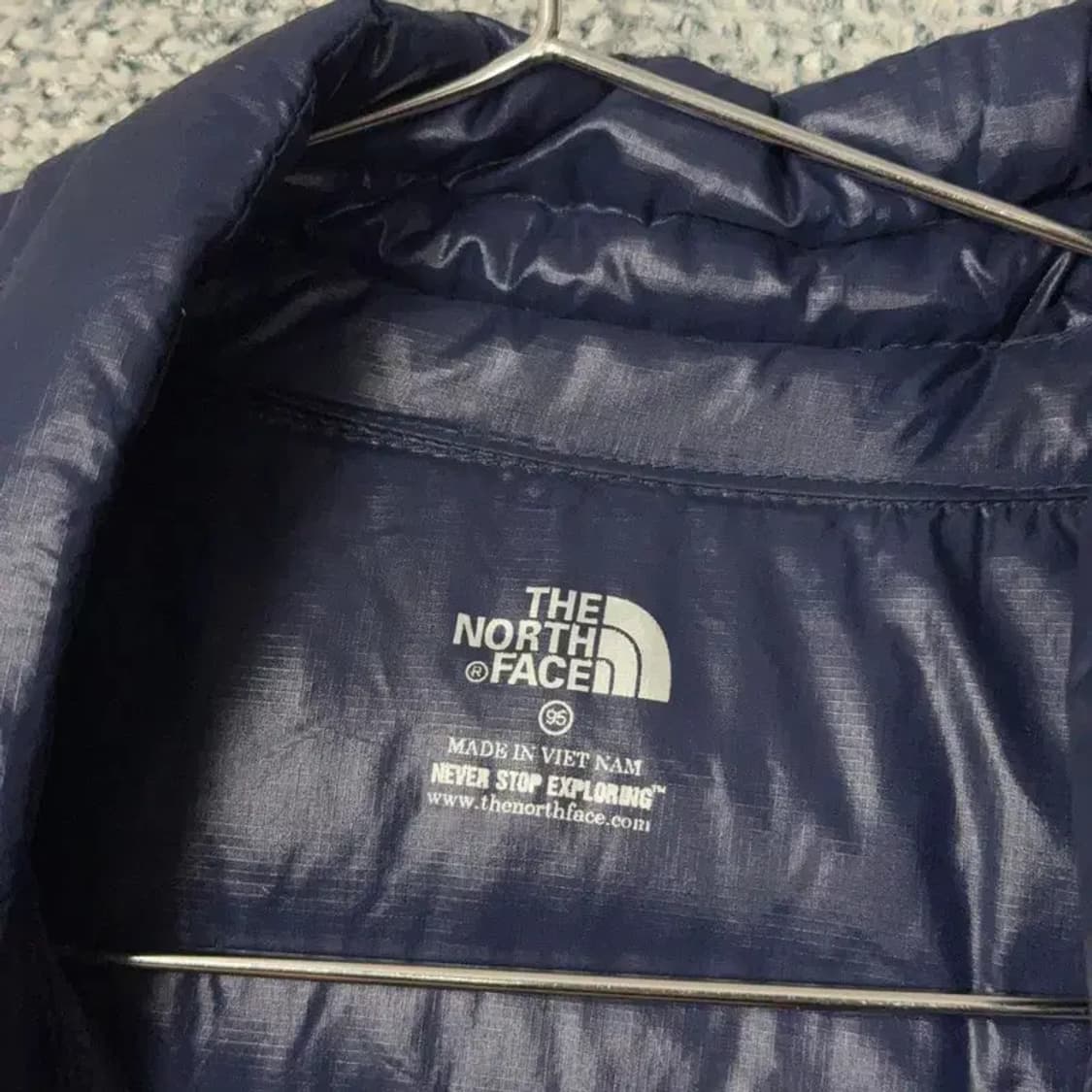 노스페이스 네이비 로고 구스다운 거위털 패딩 S 상품이미지4