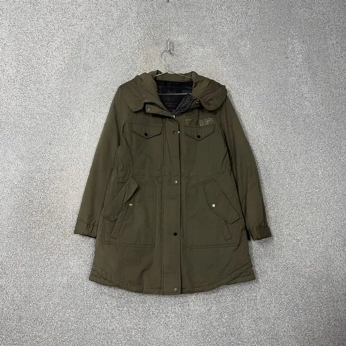 GGPX 큐빅 로고 카키 파카 패딩 점퍼 S 상품이미지1