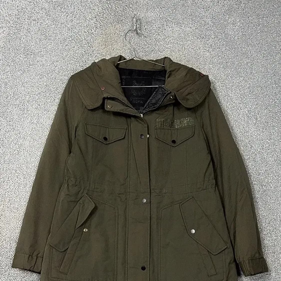 GGPX 큐빅 로고 카키 파카 패딩 점퍼 S 상품이미지3