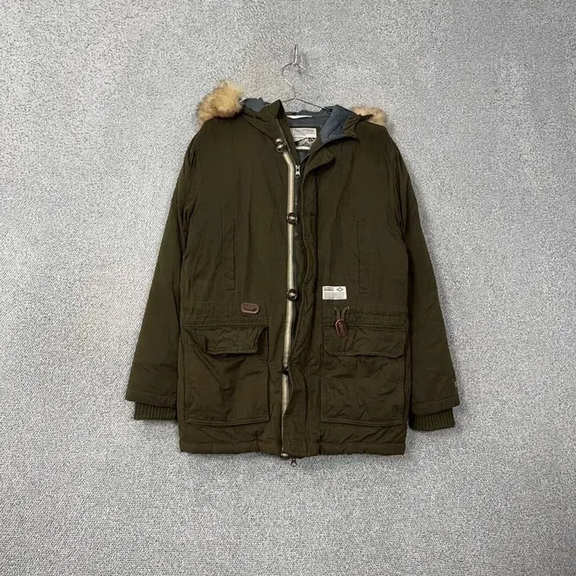 브라운브레스 카키 로고 퍼 파카 패딩 점퍼 L 상품이미지1