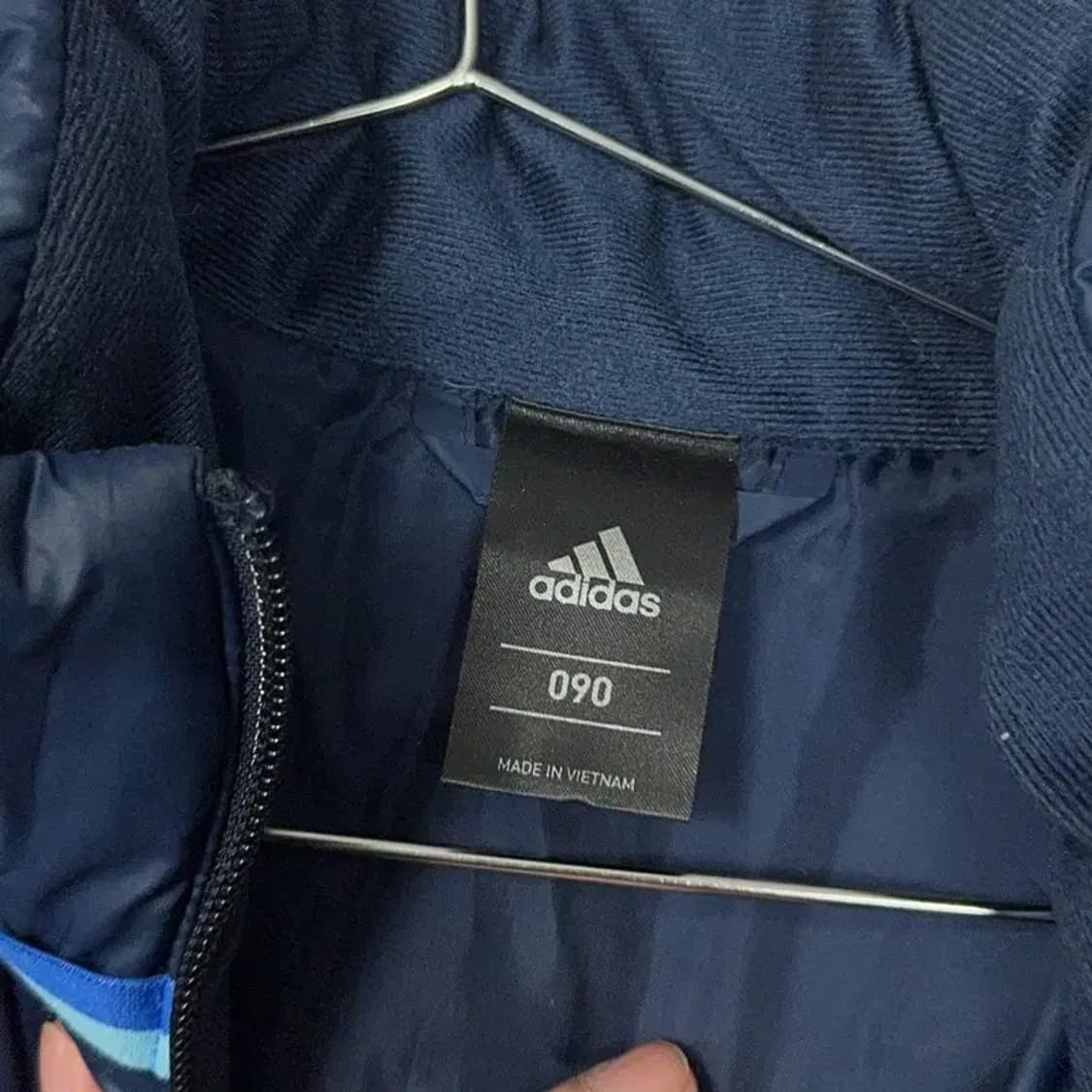 아디다스 네이비 로고 덕다운 오리털 롱패딩 점퍼 90 상품이미지3