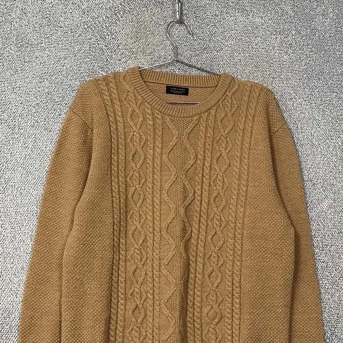 자라 카멜 브라운 캐주얼 꽈배기 니트 XL 상품이미지3