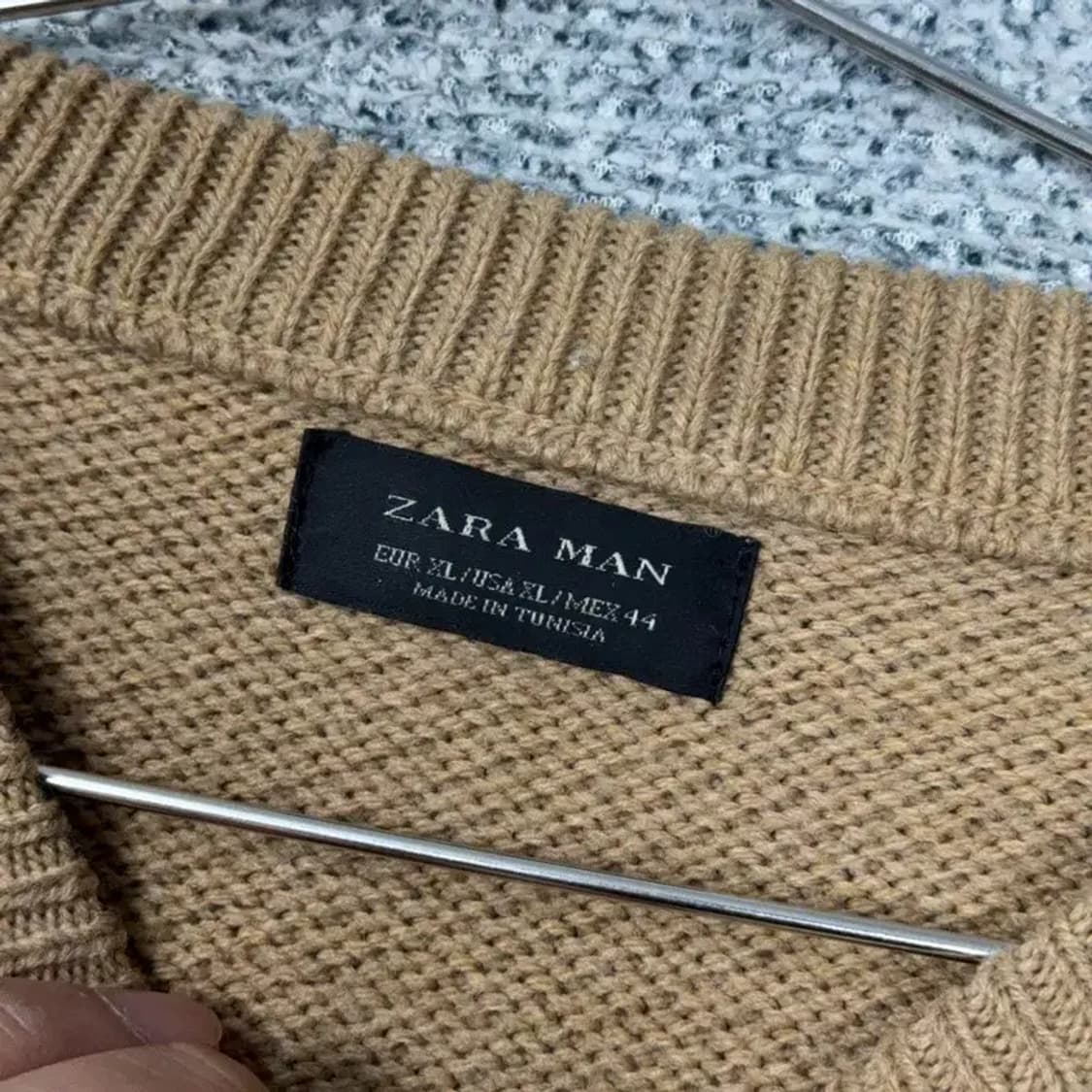 자라 카멜 브라운 캐주얼 꽈배기 니트 XL 상품이미지5
