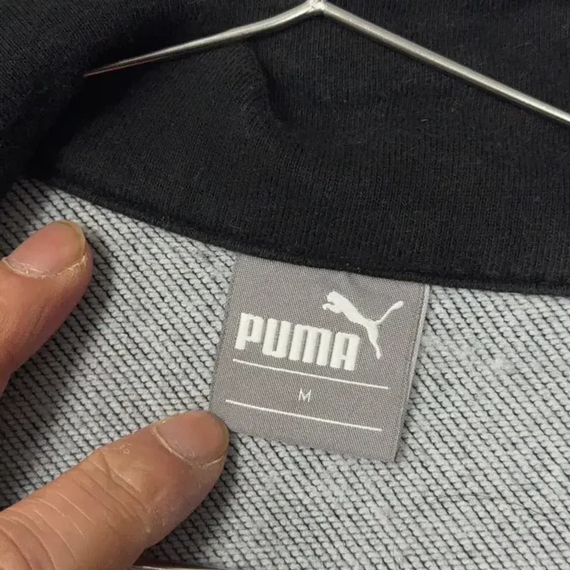 푸마 블랙 로고 사이드라인 반집업 맨투맨 M 상품이미지5