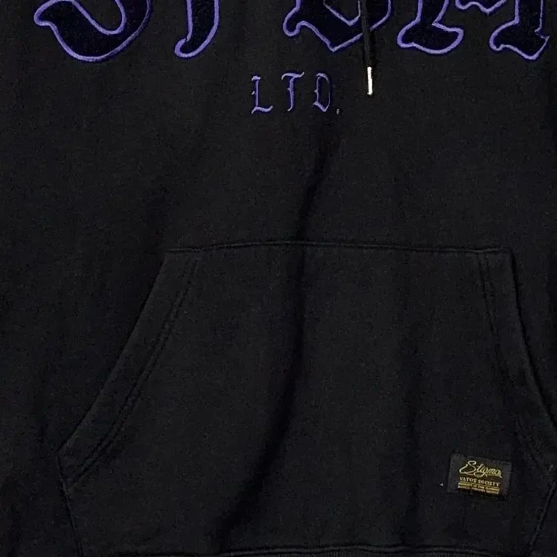 스티그마 로고 블랙 코튼 스웻 오버핏 후드티 L 상품이미지4