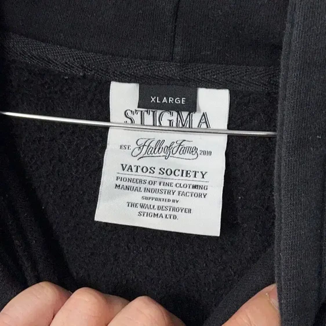 스티그마 로고 블랙 코튼 스웻 오버핏 후드티 L 상품이미지5