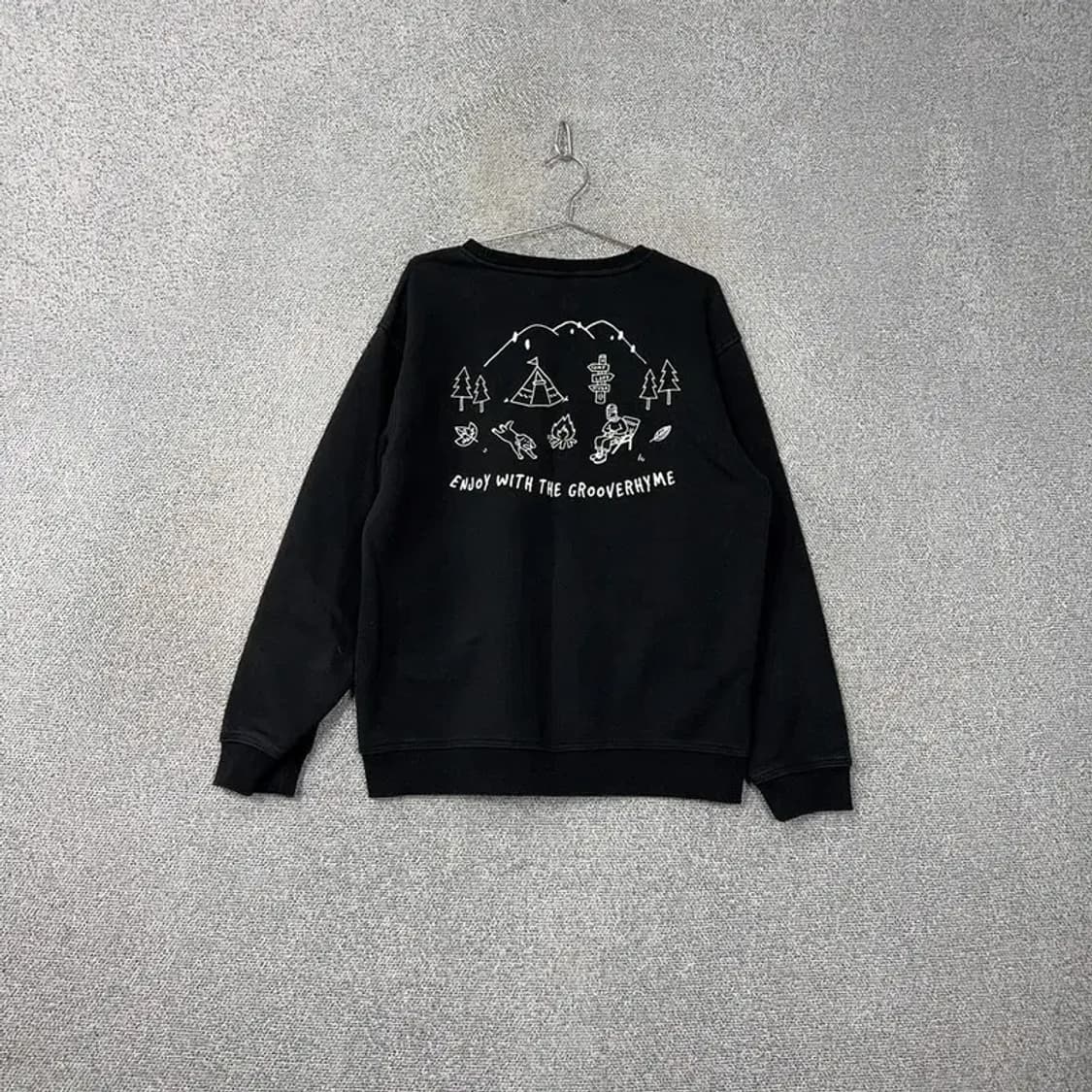 그루브라임 로고 블랙 코튼 맨투맨 L 상품이미지2