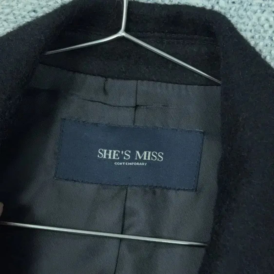 쉬스미스 블랙 투버튼 여성 캐주얼 울 코트 55 상품이미지6