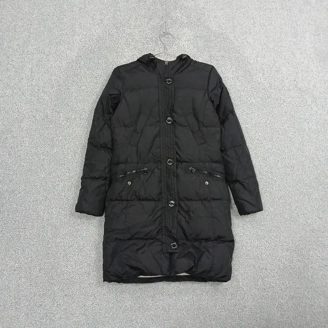 캘빈클라인 버튼 카라코람 블랙 롱 패딩 S 상품이미지1