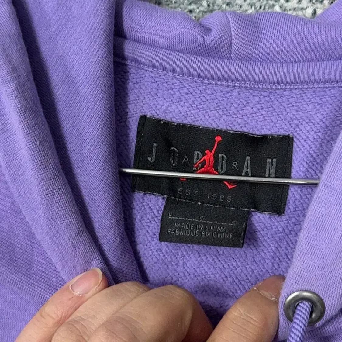 조던 빈티지 로고 프린팅 퍼플 후드티 L 상품이미지3