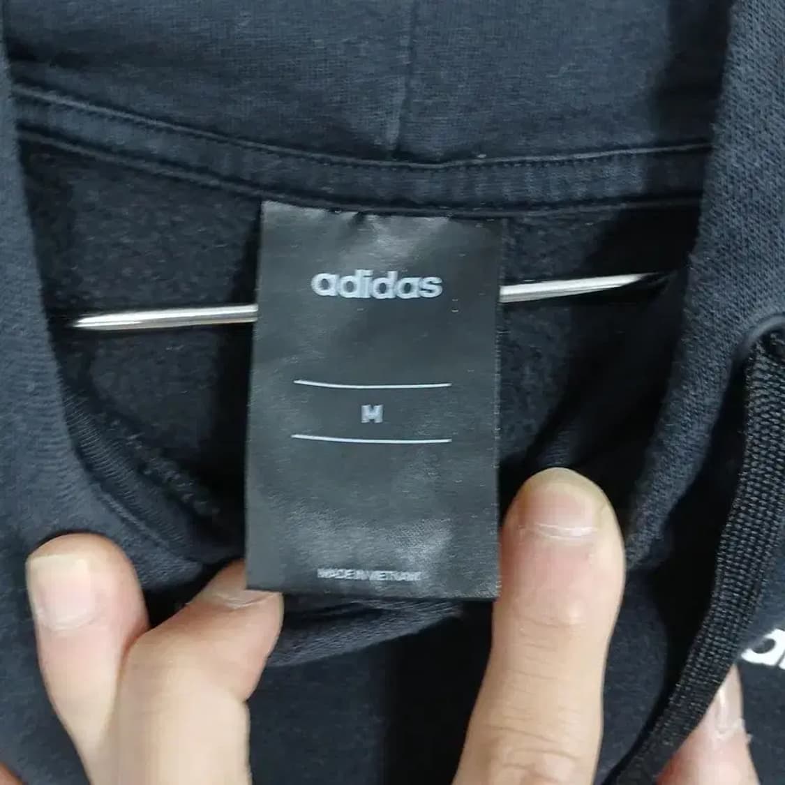 아디다스 블랙 로고 삼선 코튼 후드티 M 상품이미지3