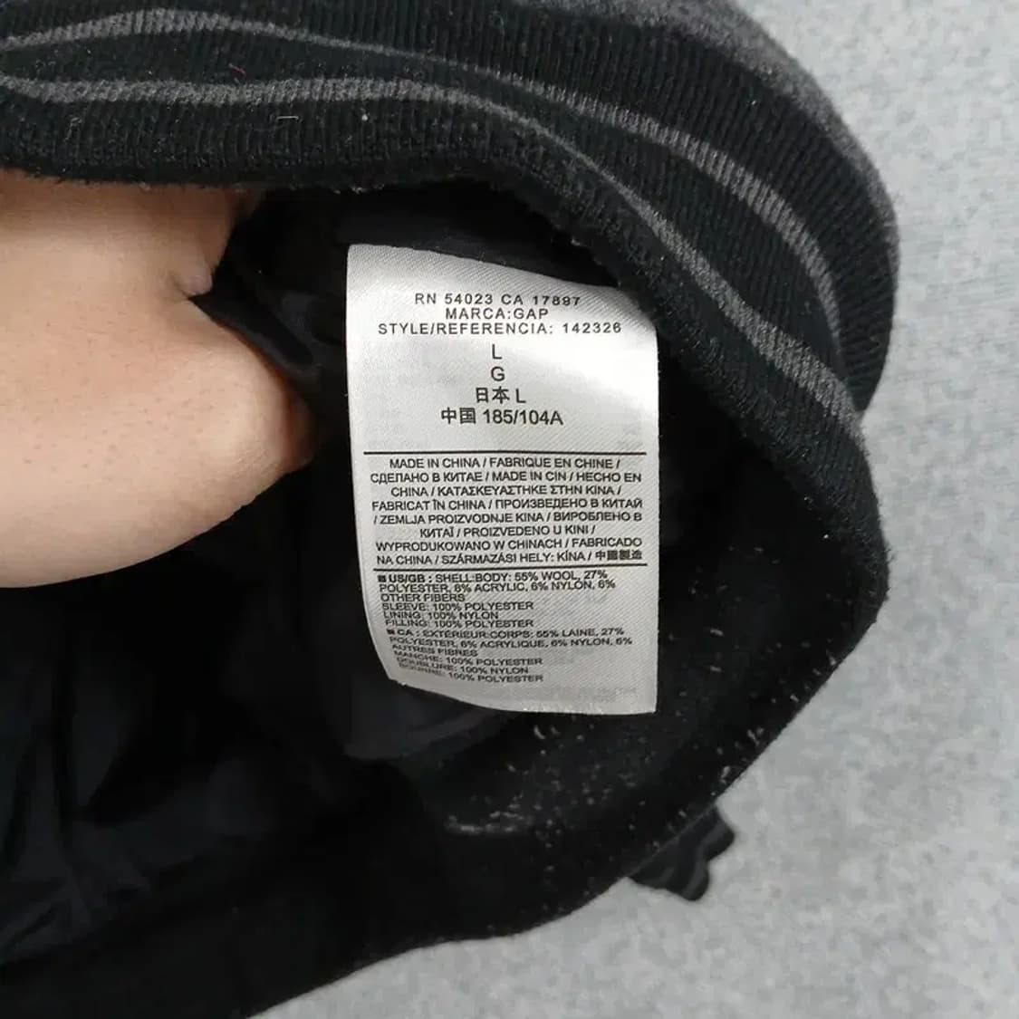 갭 그레이 블랙 투톤 울 스타디움 자켓 L 상품이미지4