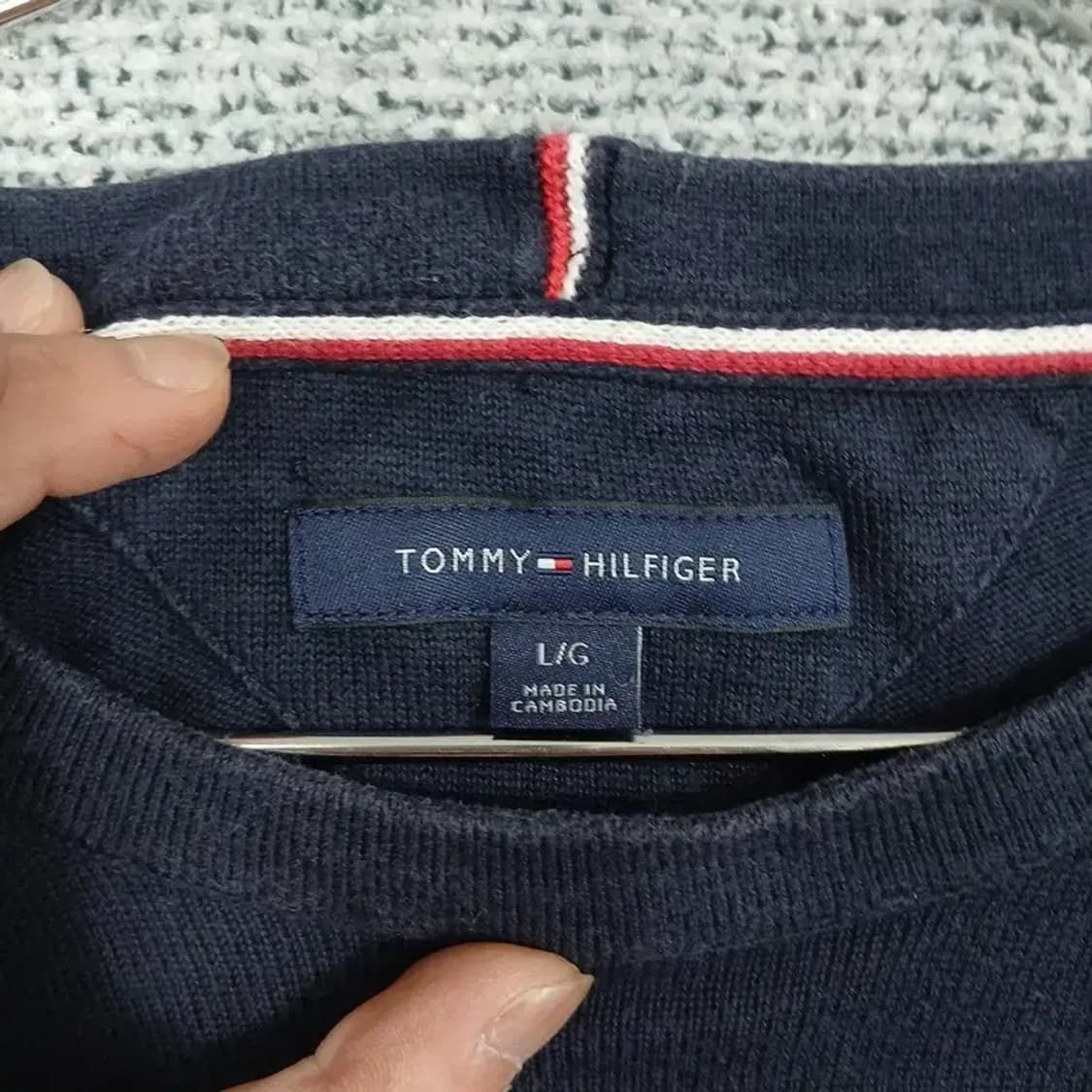 타미힐피거 네이비 로고 코튼 니트 L 상품이미지3