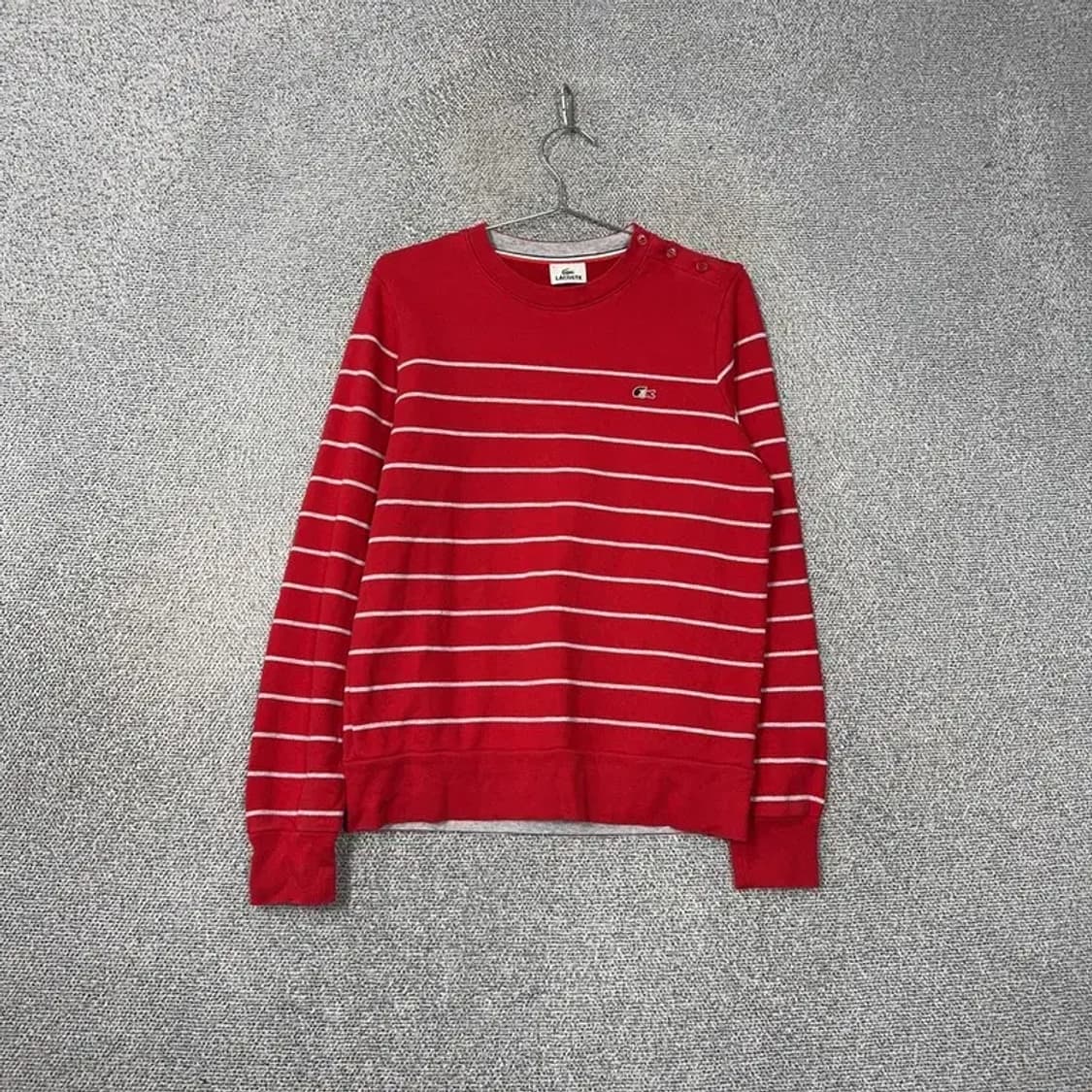 라코스테 스트라이프 레드 로고 코튼 맨투맨 100 상품이미지1