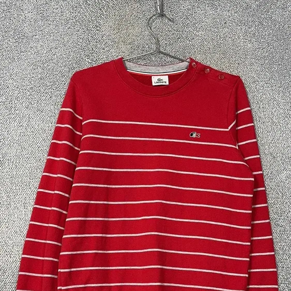 라코스테 스트라이프 레드 로고 코튼 맨투맨 100 상품이미지3