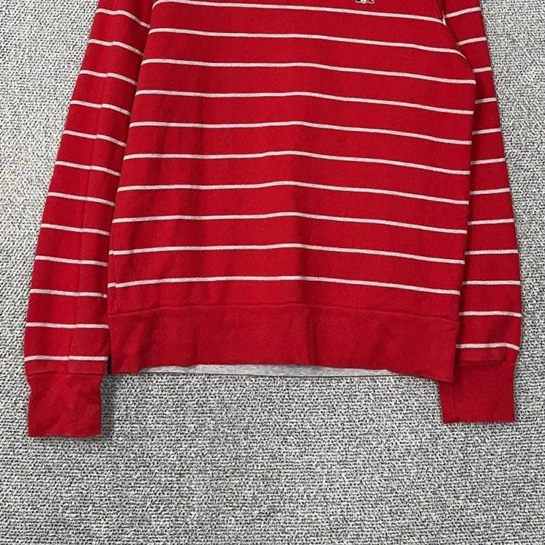 라코스테 스트라이프 레드 로고 코튼 맨투맨 100 상품이미지4