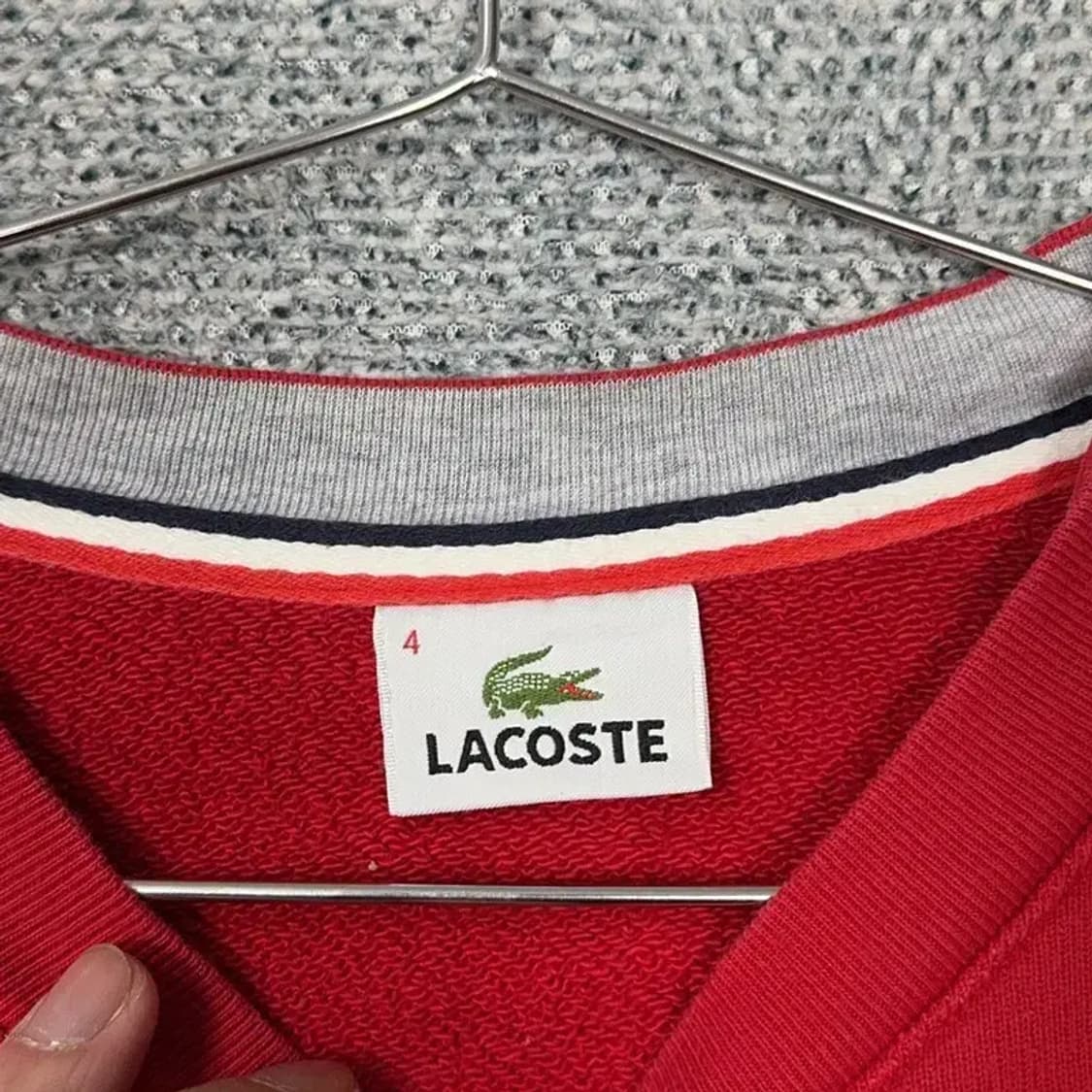 라코스테 스트라이프 레드 로고 코튼 맨투맨 100 상품이미지5