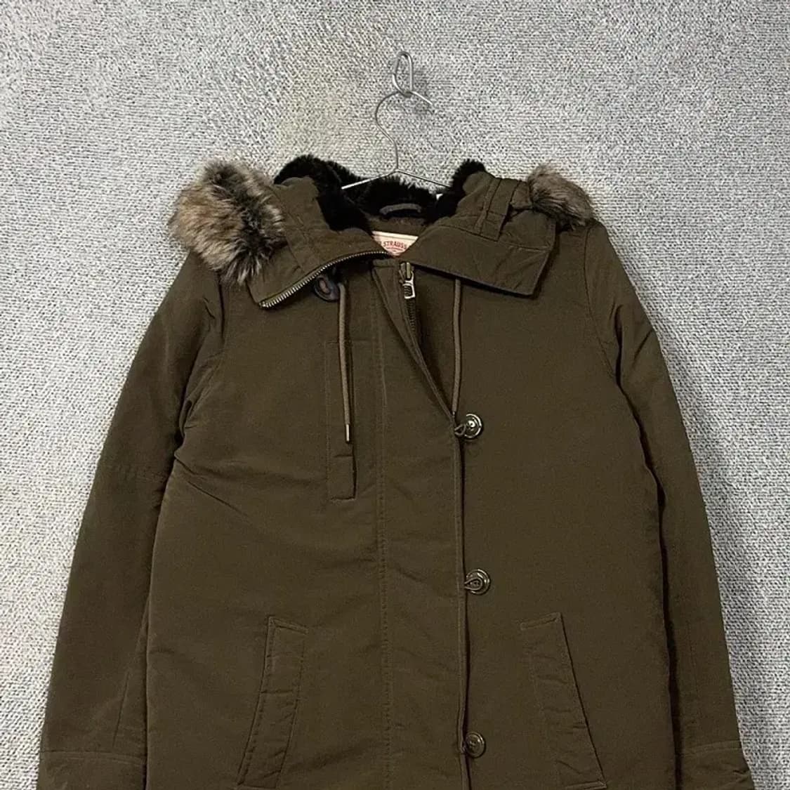 리바이스 후드 카키 패딩 코트 S 상품이미지3