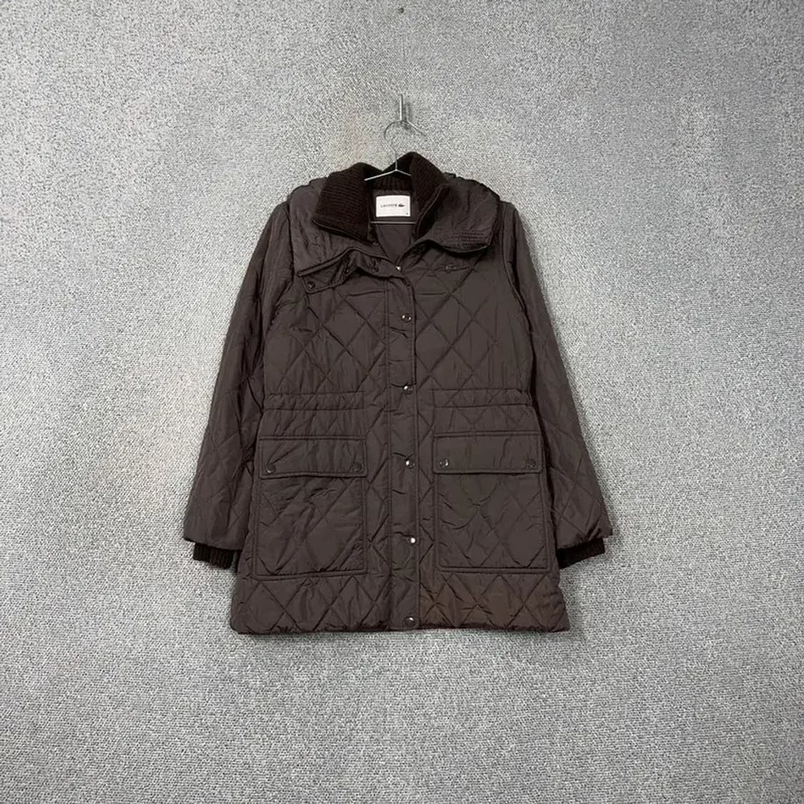 라코스테 브라운 클래식 퀄팅 울 롱 패딩 자켓 95 상품이미지1