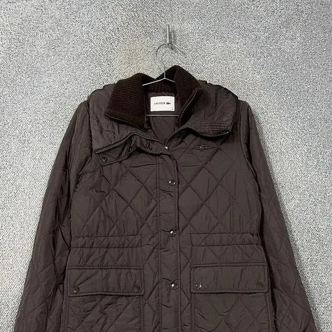 라코스테 브라운 클래식 퀄팅 울 롱 패딩 자켓 95 상품이미지3