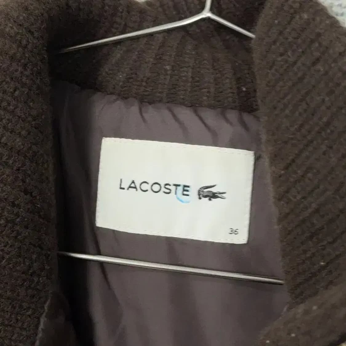 라코스테 브라운 클래식 퀄팅 울 롱 패딩 자켓 95 상품이미지5