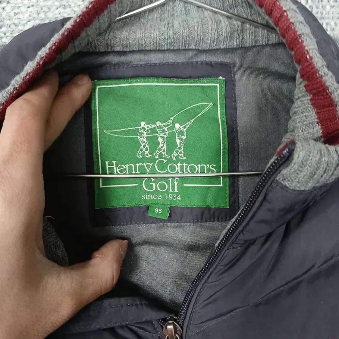 헨리코튼 골프 남성 그레이 퀄팅 니트 집업 자켓 95 상품이미지5
