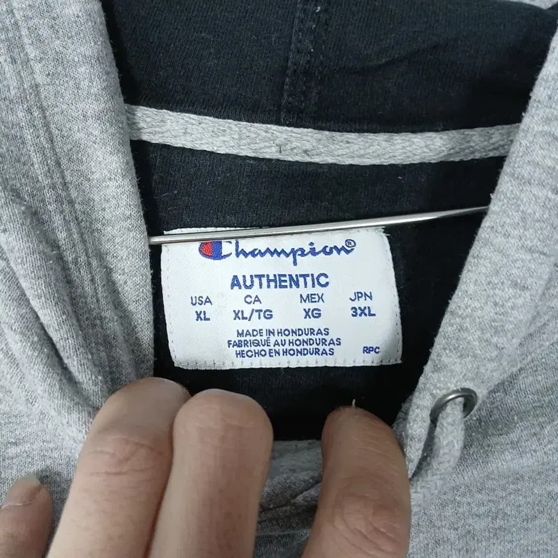 챔피온 라이트 그레이 로고 빅사이즈 후드티 3XL 상품이미지3