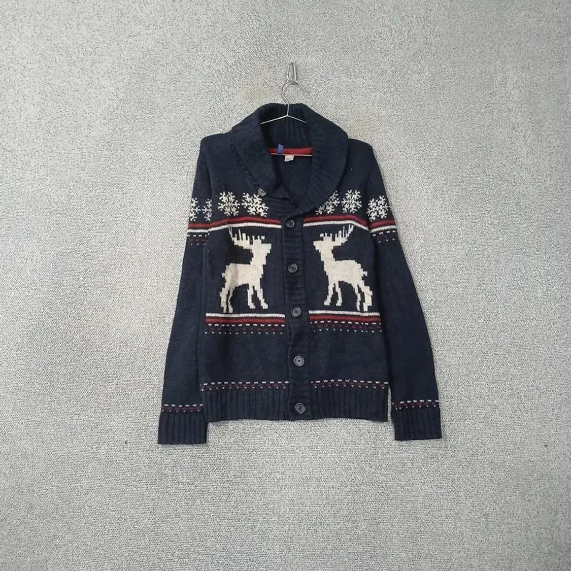DIVIDED 노르딕 네이비 버튼 가디건 S 상품이미지1