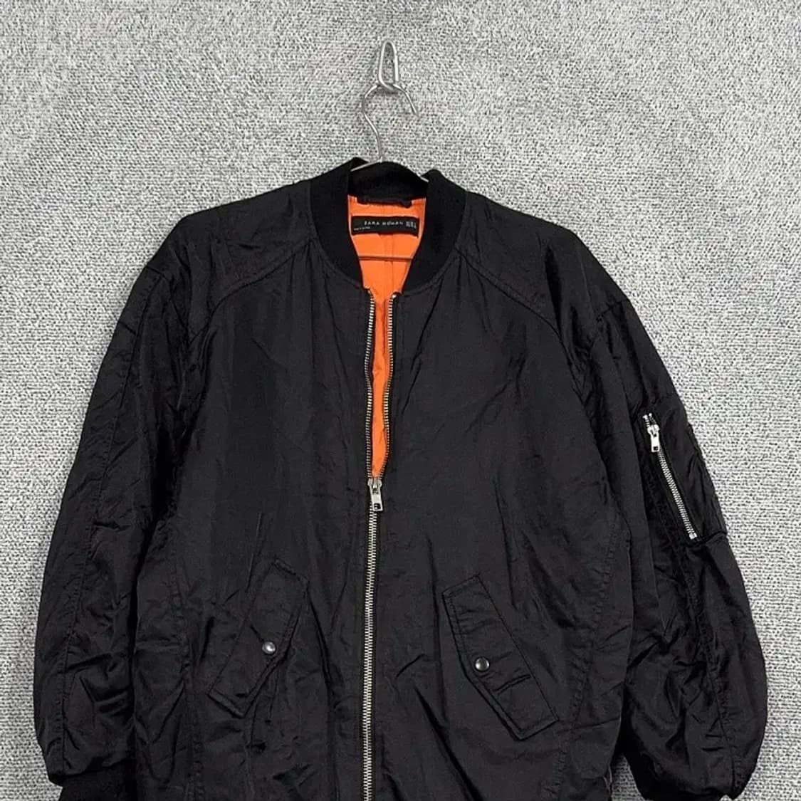자라 블랙 빈티지 롱 항공점퍼 블루종 자켓 XS-S 상품이미지3