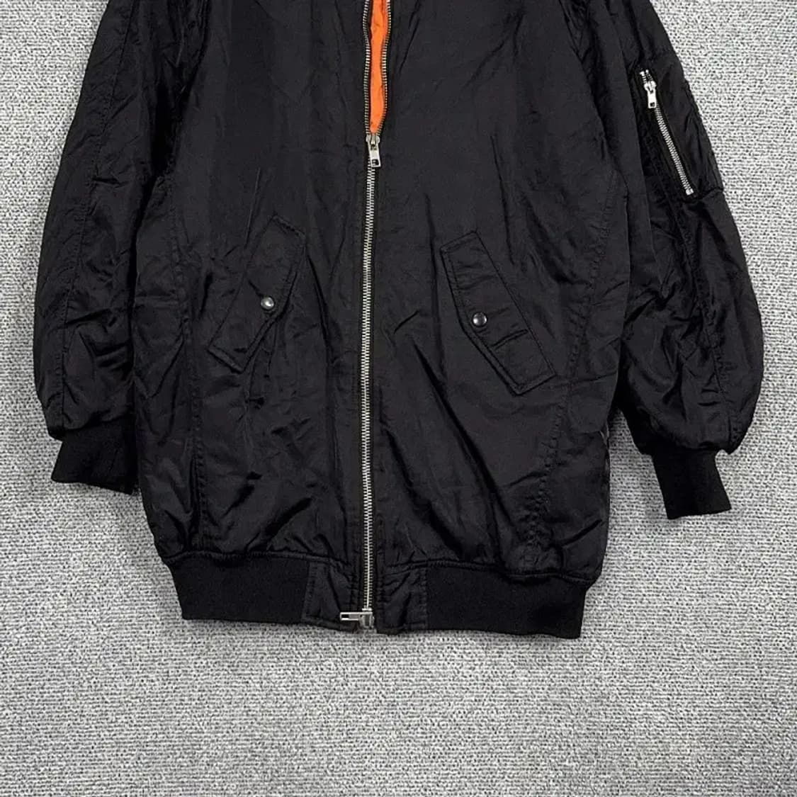 자라 블랙 빈티지 롱 항공점퍼 블루종 자켓 XS-S 상품이미지4