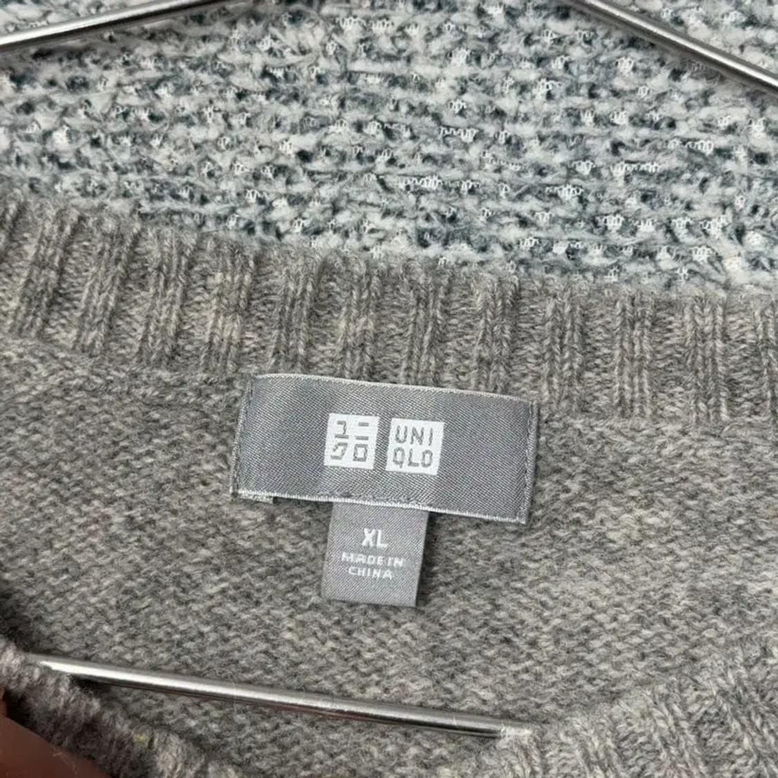 유니클로 스트라이프 그레이 울 니트 XL 상품이미지5
