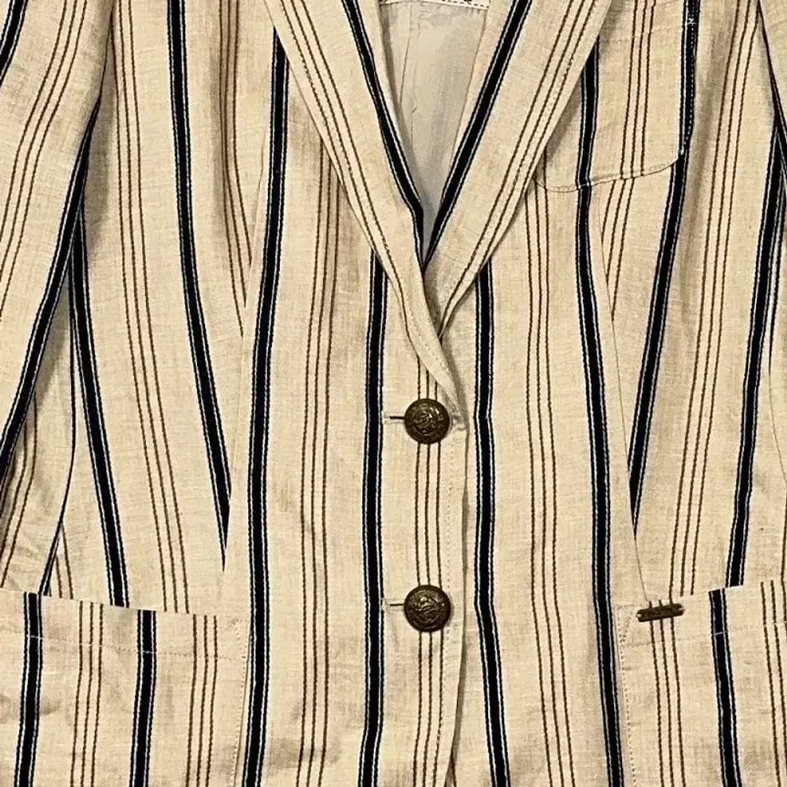 해지스 스트라이프 베이지 투버튼 블레이저 85-160 상품이미지4