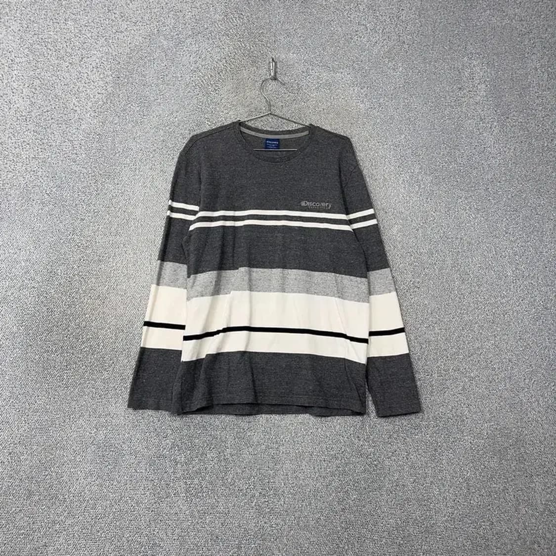 디스커버리 스트라이프 그레이 긴팔티 105 상품이미지1